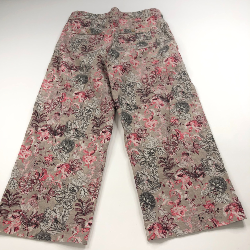 Chico's 1 (Fit 33W 26L) Pull On Elastic BOHO High Rise Wide Leg Pant Floral Brow